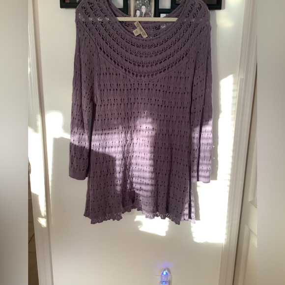 Vintage America crocheted sweater purple nice pattern size Med 💕 - Picture 11 of 11